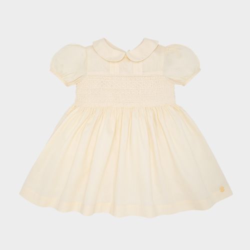 Vestido de Bebê Feminino Maquinetado Fio 60 - AMARELO