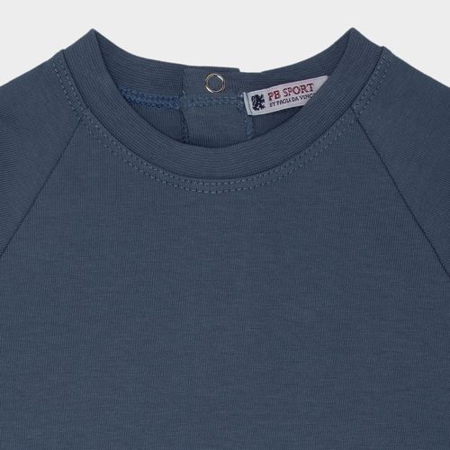 Camiseta de Bebê Masculina Manga Longa Malha - AZUL