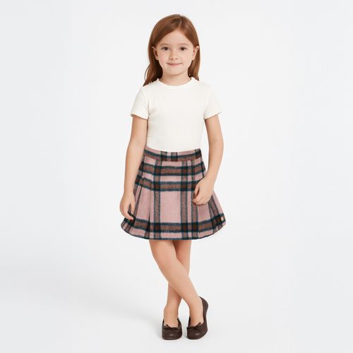 Saia Infantil Feminina Lã Xadrez - ROSE