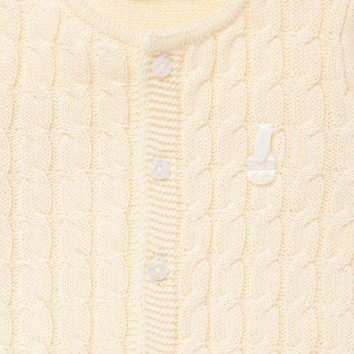 Saída de Maternidade Masculina Tricot Casaco e Jardineira - AMARELO