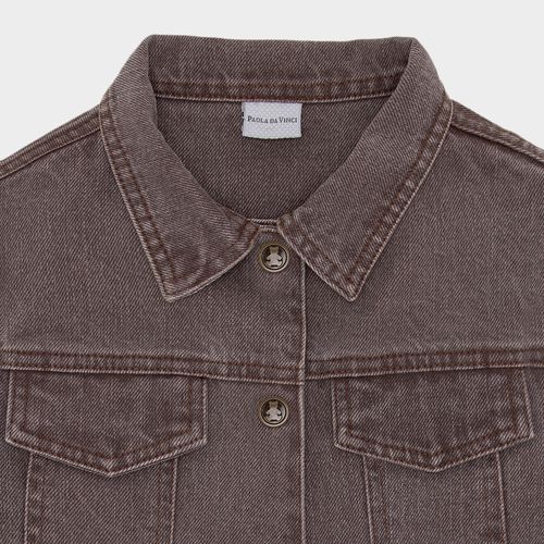 Jaqueta Jeans Infantil Feminina - MARROM