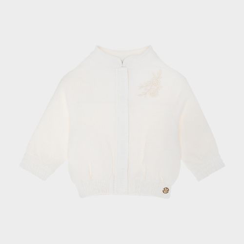 Casaco Feminino de Bebê com Bordado - OFF WHITE