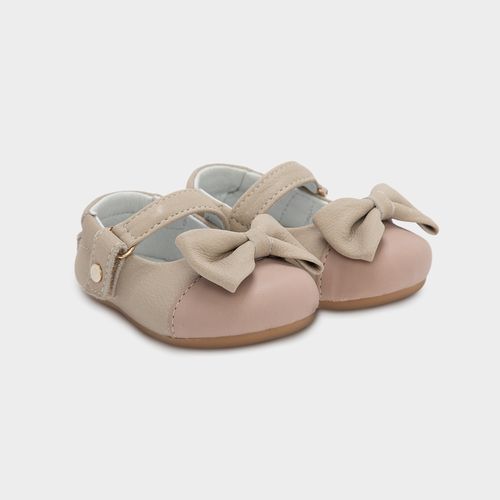 Sapato Boneca de Bebê Feminino Couro Bicolor - OFF WHITE