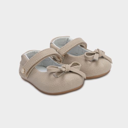 Sapato Boneca de Bebê Feminino Couro Laço - OFF WHITE