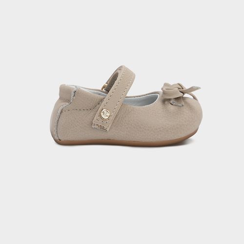 Sapato Boneca de Bebê Feminino Couro Laço - OFF WHITE
