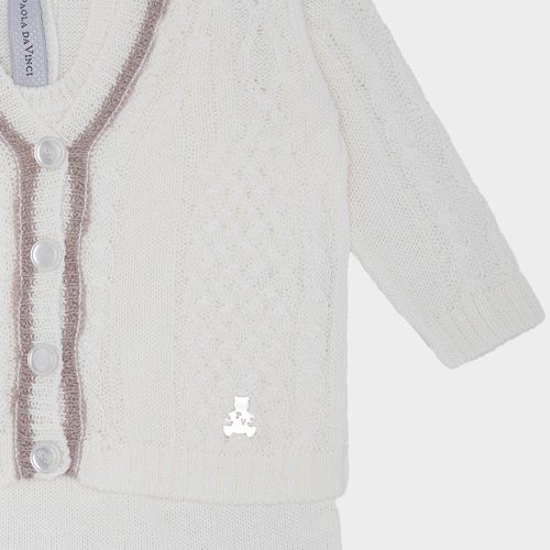 Saída de Maternidade Bebê Menino Tricot com Frisos - BRANCO