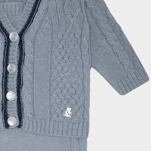 Saída de Maternidade Bebê Menino Tricot com Frisos - INDIGO BLUE