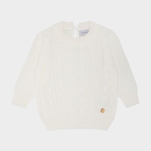 Blusa de Bebê Feminina Tricot Manga Longa - NATURAL