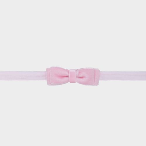 Faixa de Bebê com Laço Duplo Veludo - ROSA PASTEL