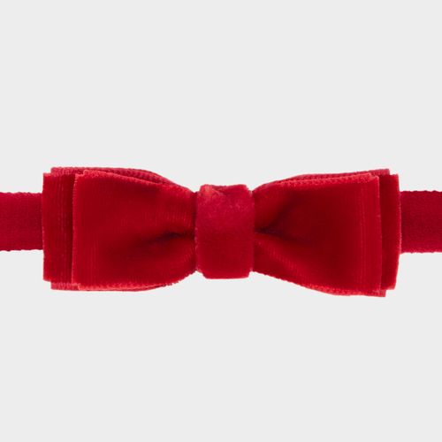 Faixa de Bebê com Laço Duplo Veludo - VERMELHO
