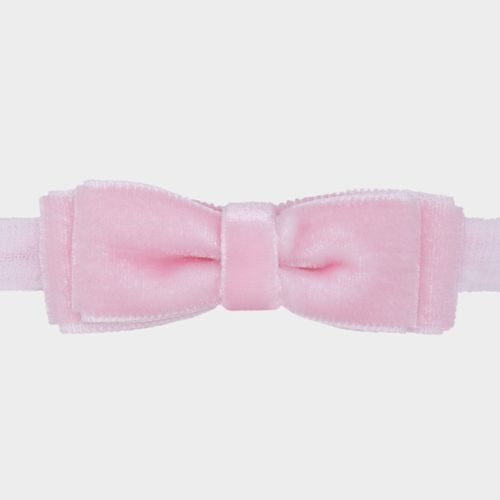 Faixa de Bebê com Laço Duplo Veludo - ROSA PASTEL