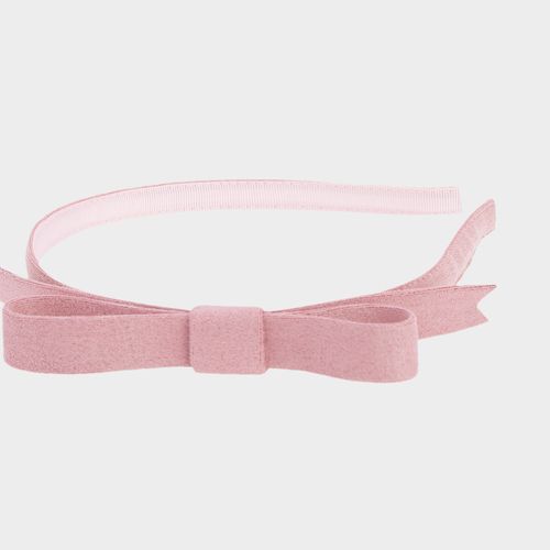 Tiara Infantil com Laço Suede - ROSA ANTIGO