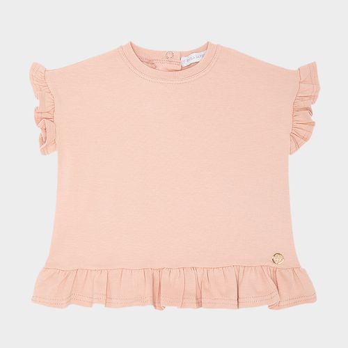 Blusa de Bebê Feminina Manga Curta Algodão - ROSE
