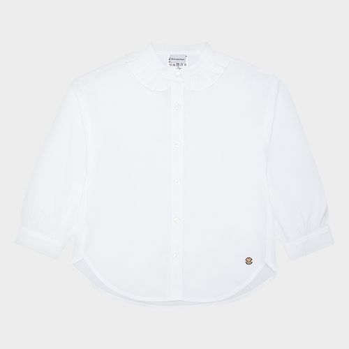 Camisa Infantil Feminina Manga longa Babados - BRANCO