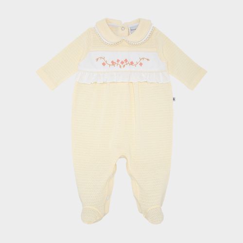 Macacão de Bebê Feminino com Bordados - AMARELO