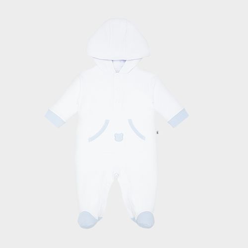 Macacão de Bebê Masculino Longo Moletom - BRANCO