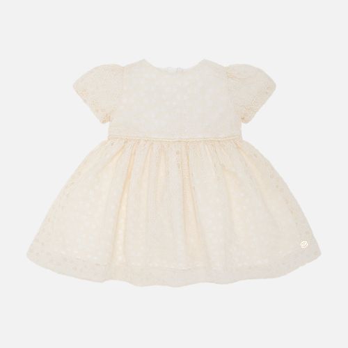 Vestido de Festa de Bebê Feminino Tule Bordado - OFF WHITE