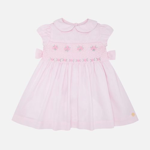 Vestido de Bebê Feminino Ponto Smock Fio 60 - ROSA