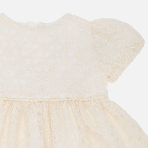 Vestido de Festa de Bebê Feminino Tule Bordado - OFF WHITE