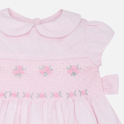 Vestido de Bebê Feminino Ponto Smock Fio 60 - ROSA