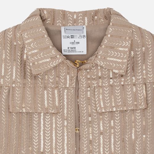 Conjunto Infantil Feminino Paetê Bordado - CARAMELO