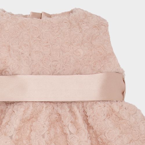 Vestido de Bebê Feminino Tule Bordado - NUDE