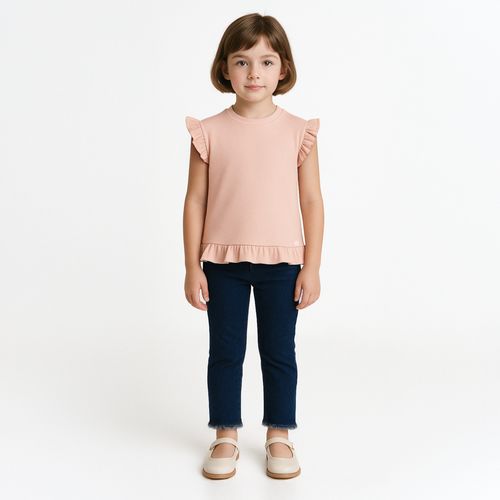 Blusa Infantil Feminina de Manga Curta Algodão - ROSE