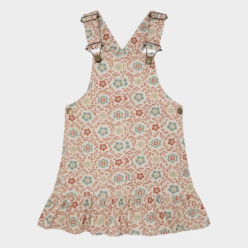 Jardineira Infantil Feminina Veludo Estampada - OFF WHITE