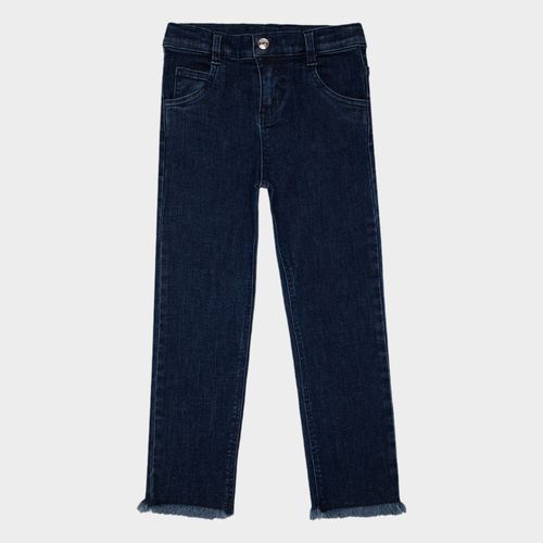 Calça Jeans Infantil Feminina Barra Desfiada - AZUL MARINHO