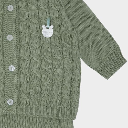 Saída de Maternidade Masculina Tricot Casaco e Jardineira - VERDE M.PLANT