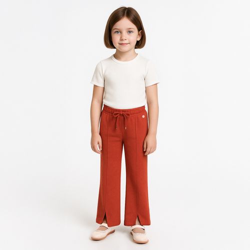 Calça Infantil Feminina de Montaria com Recortes - LARANJA