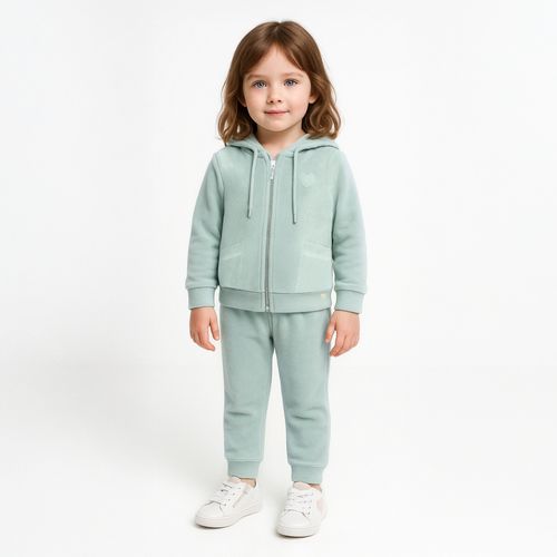 Conjunto Plush de Bebê Menina com Capuz - VERDE