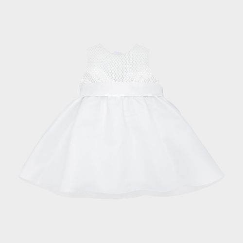 Vestido de Bebê Feminino Tule com Laço - BRANCO