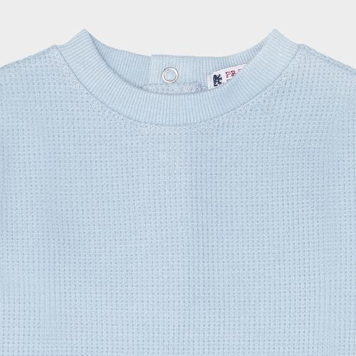 Camiseta de Bebê Masculina Manga Longa Malha Tricot - AZUL