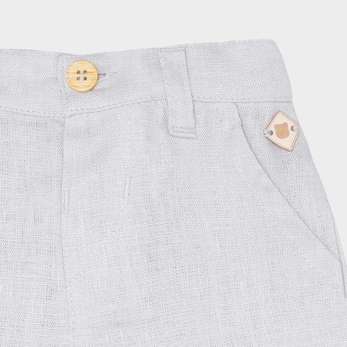 Bermuda de Bebê Masculina Puro Linho - CINZA