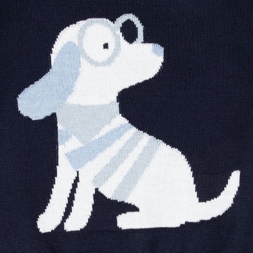 Blusa Tricot de Bebê Masculino Manga Longa Cachorro - AZUL PROFUNDO