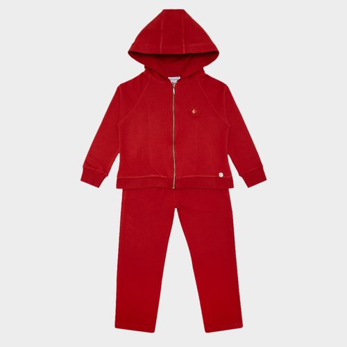 Conjunto Infantil Feminino Moletom com Capuz Bordado - BRICK