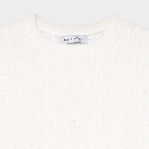 Colete Tricot Infantil Feminino Coração - NATURAL