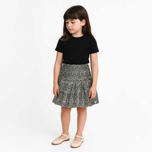 Blusa Infantil Feminina Viscose Manga Curta - PRETO