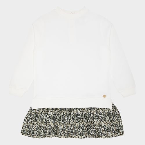 Vestido Infantil Feminino Moletom com Saia Estampa Mil Flores - OFF WHITE