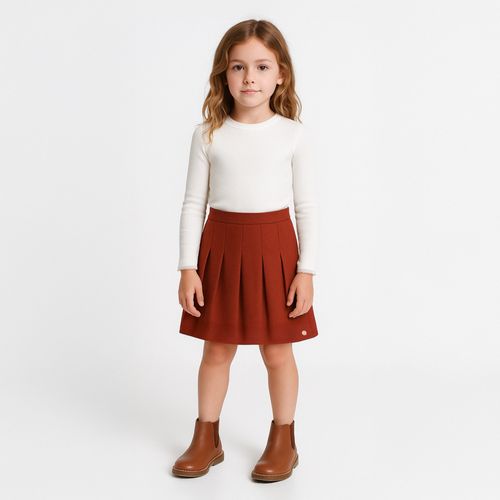 Blusa Infantil Feminina Canelada Manga Longa com Renda - OFF WHITE