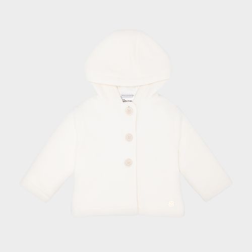 Casaco de Bebê Feminino com Capuz - OFF WHITE