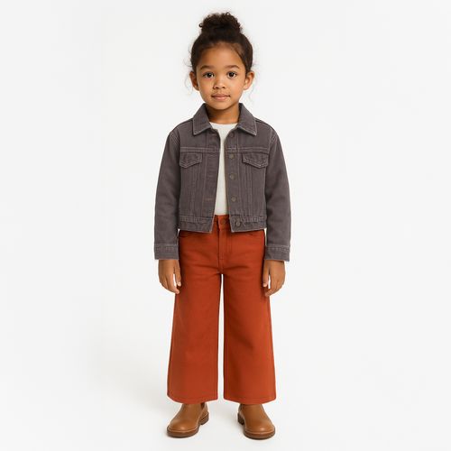 Jaqueta Jeans Infantil Feminina - MARROM
