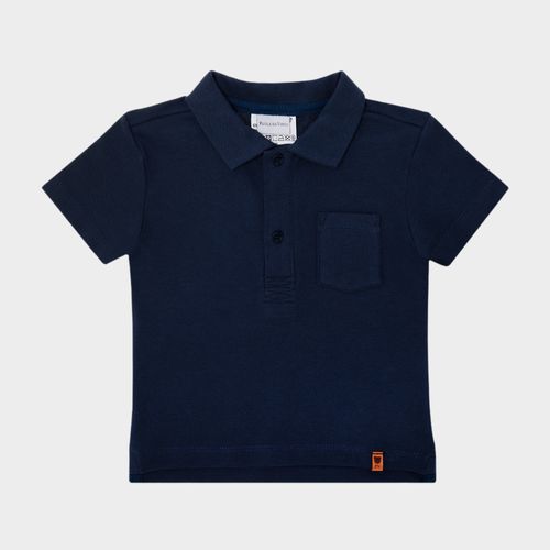 Polo de Bebê Masculina Manga Curta Piquet - AZUL MARINHO