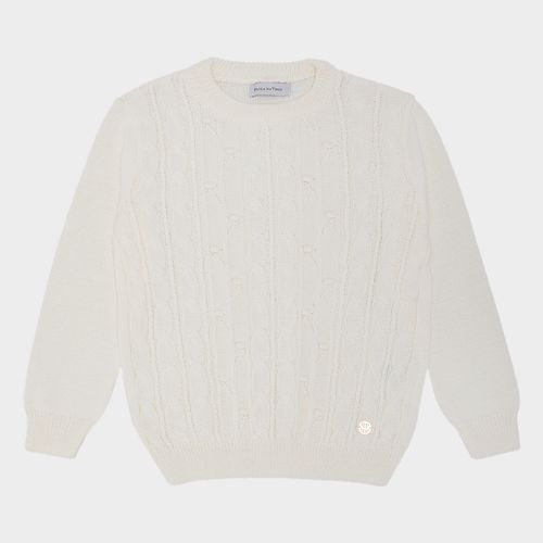 Blusa Infantil Feminina Tricot  Manga Longa - NATURAL