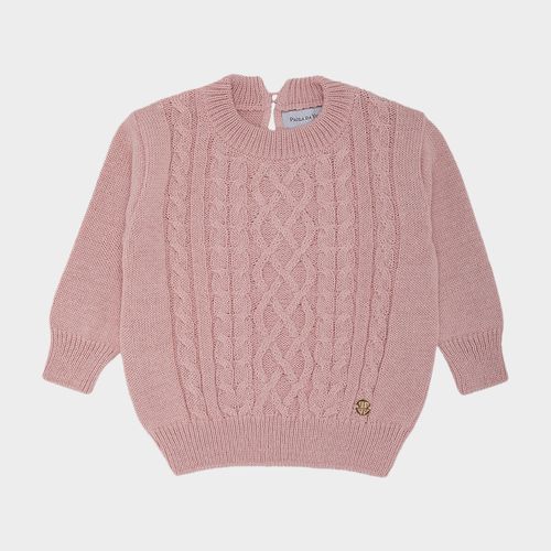 Blusa de Bebê Feminina Tricot Manga Longa - ROSA MESCLA