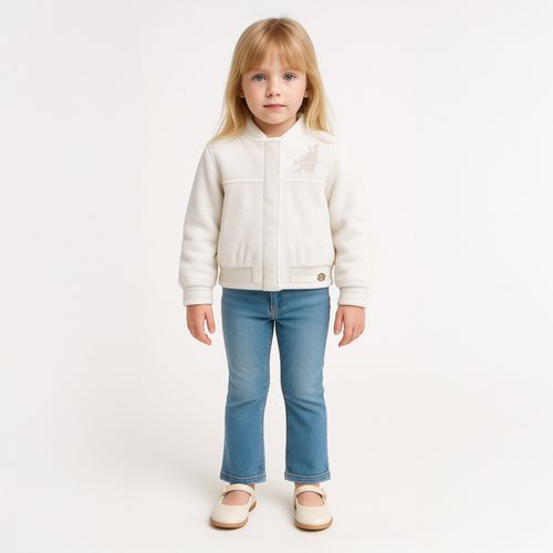 Casaco Feminino de Bebê com Bordado - OFF WHITE