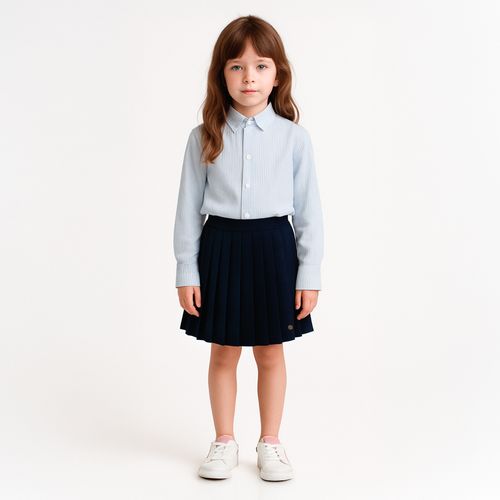Camisa Infantil Feminina Manga longa Listrada Anarruga - AZUL BEBE