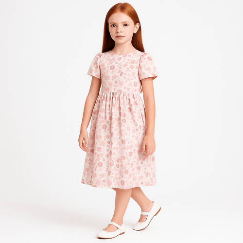 Vestido Infantil Feminino Jacquard Floral - ROSE