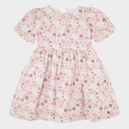 Vestido Infantil Feminino Jacquard Floral - ROSE